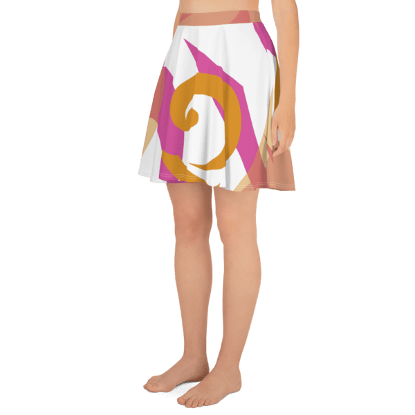 Eatsalt pink and orange on white swirl design Beach Skirt (reversed)