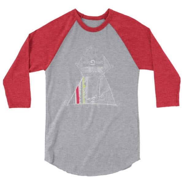 Queen of the surf line design 3/4 tee by Mim Beck - red sleeves