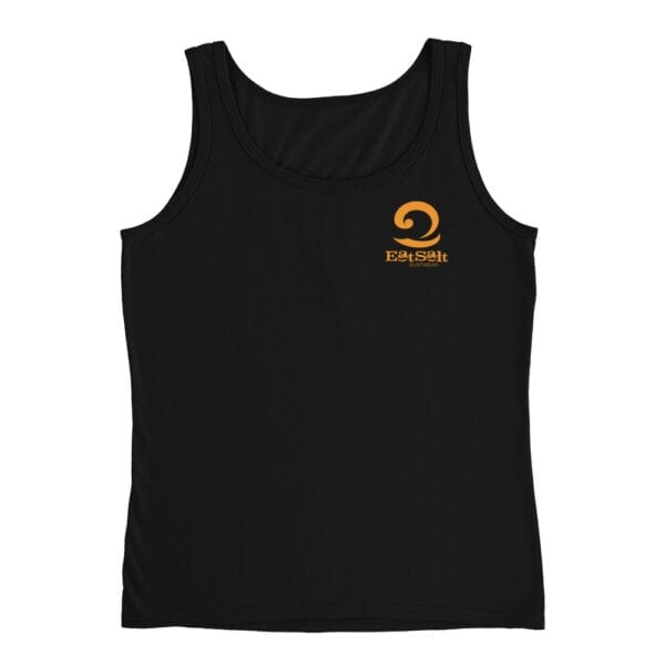 Black Racerback T-Shirt with orange logo